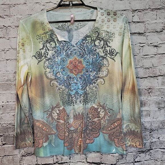 Kiara Tops - Kiara women's plus size shirt XXL Green